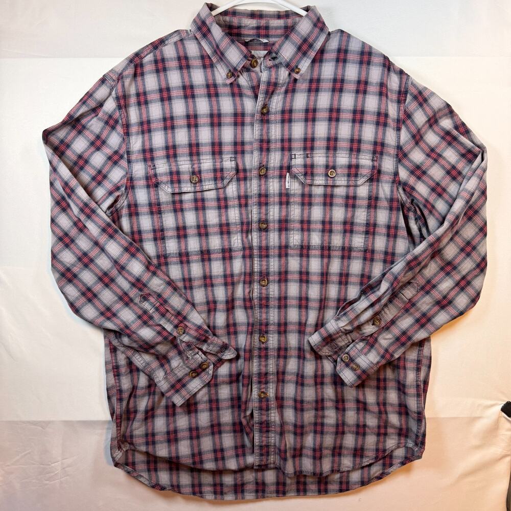 Carhartt Relaxed Fit Plaid Long Sleeve Button Down Shirt Mens Size Large